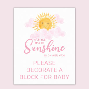 Affiche Rayon de soleil Décore un bloc Baby Shower 