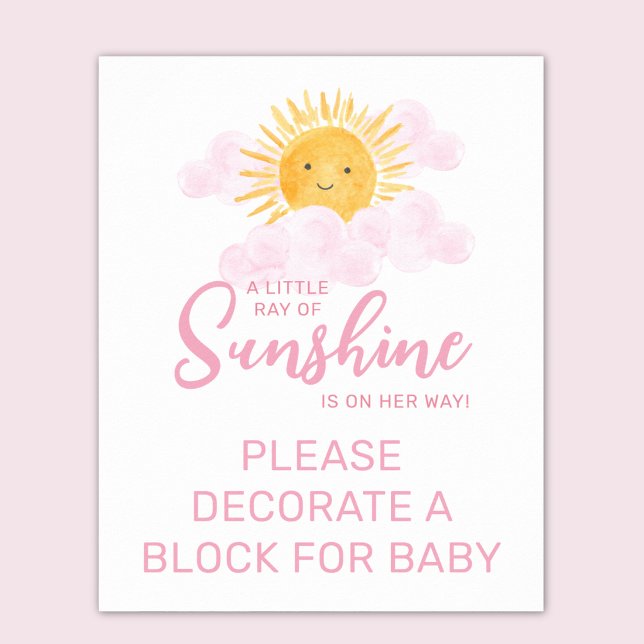 Affiche Rayon de soleil Décore un bloc Baby Shower  (Créateur téléchargé)
