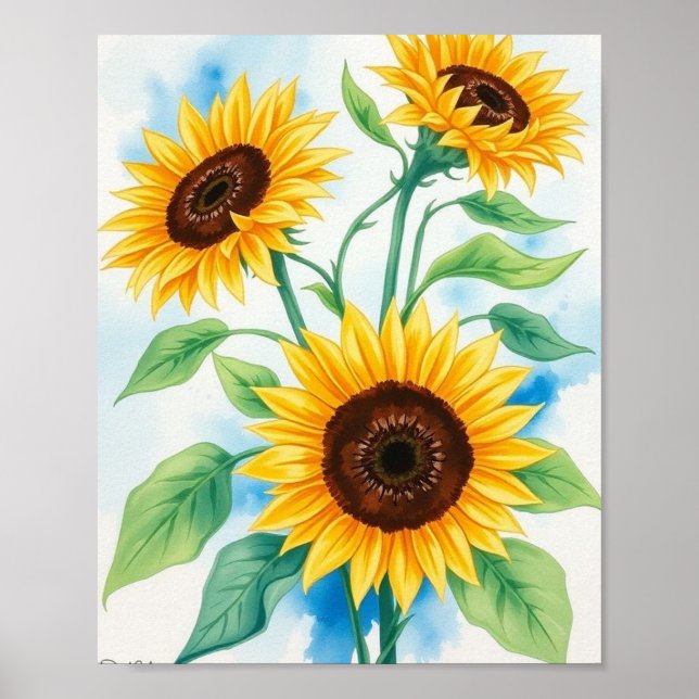 Affiche Rayon d'or : Un triptyque d'aquarelle dynamique de (Devant)