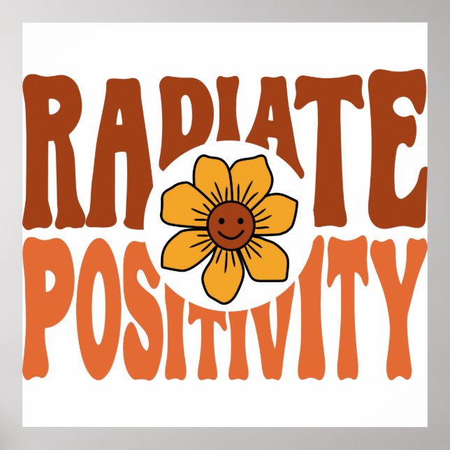 Affiche Rayonner de positivité Fleur rétro Smiley (Devant)