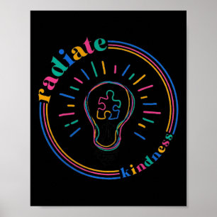 Affiche Rayonner Kindness Retro Puzzle Puzzle Autisme Aw