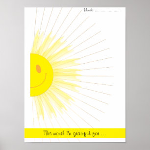 Affiche Rayons de soleil de gratitude mensuelle en pleine