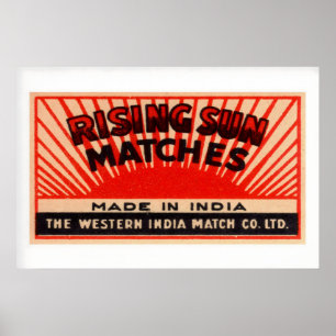Affiche Rayons de soleil India Allumettes Étiquette de boî