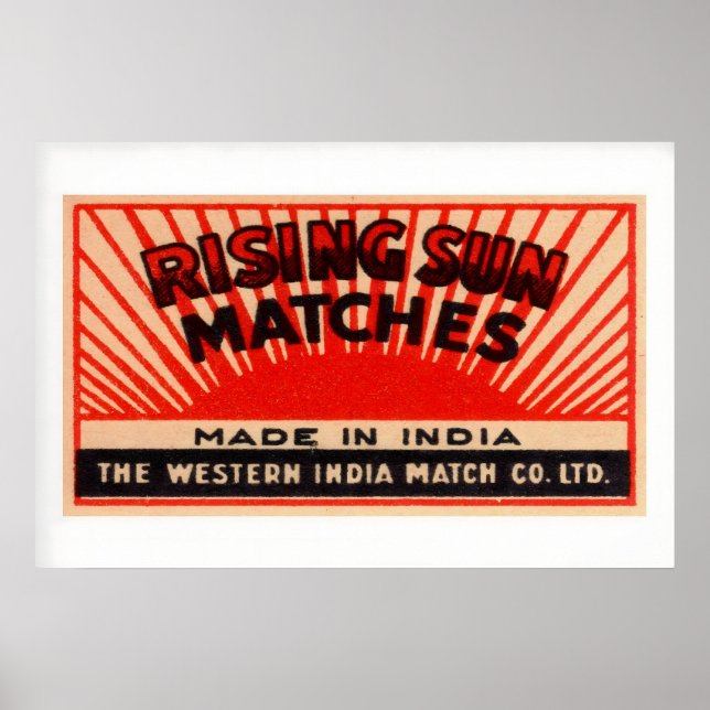 Affiche Rayons de soleil India Allumettes Étiquette de boî (Devant)