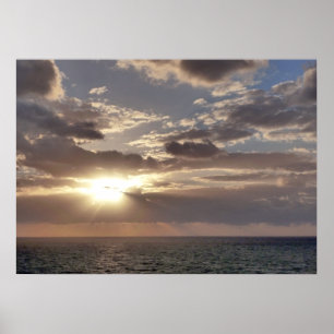 Affiche Rayons de soleil levant sur l'océan II