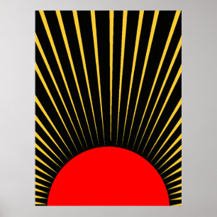 Affiche Rayons de soleil rouge et jaune élégants