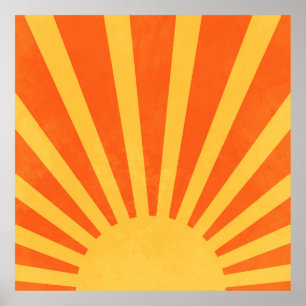 Affiche Rayons Soleil Jaune Orange Minimaliste