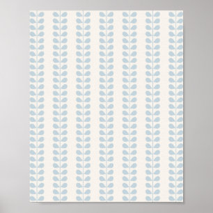 Affiche Rayure de feuille bleu clair