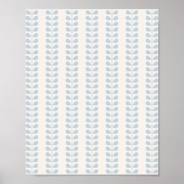Affiche Rayure de feuille bleu clair (Devant)