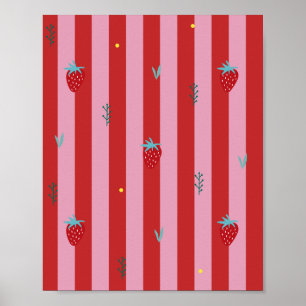 Affiche rayure rouge et rose, design audacieux avec des fr