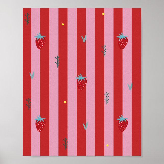 Affiche rayure rouge et rose, design audacieux avec des fr (Devant)