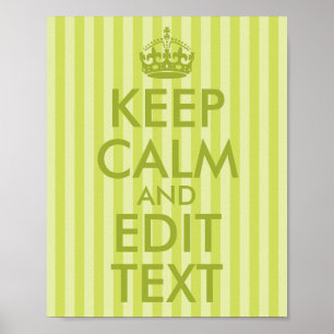 Affiche Rayure Vert Citron Gardez votre calme et modifiez