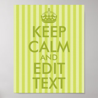 Affiche Rayure Vert Citron Gardez votre calme et modifiez