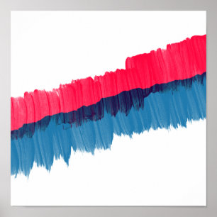 Affiche Rayures bleues rouges d'aquarelle de traçages