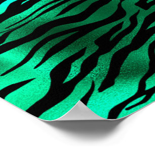 Affiche Rayures de tigre noir vert émeraude Animaux sauvag