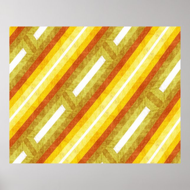 Affiche Rayures diagonales rétro en jaune et orange (Devant)