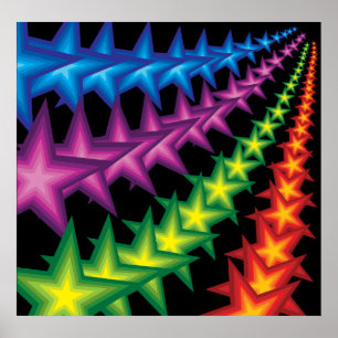 Affiche rayures étoiles vives
