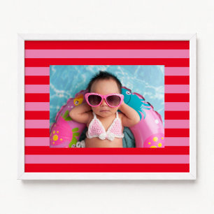 Affiche Rayures horizontales rouges et roses avec votre ph