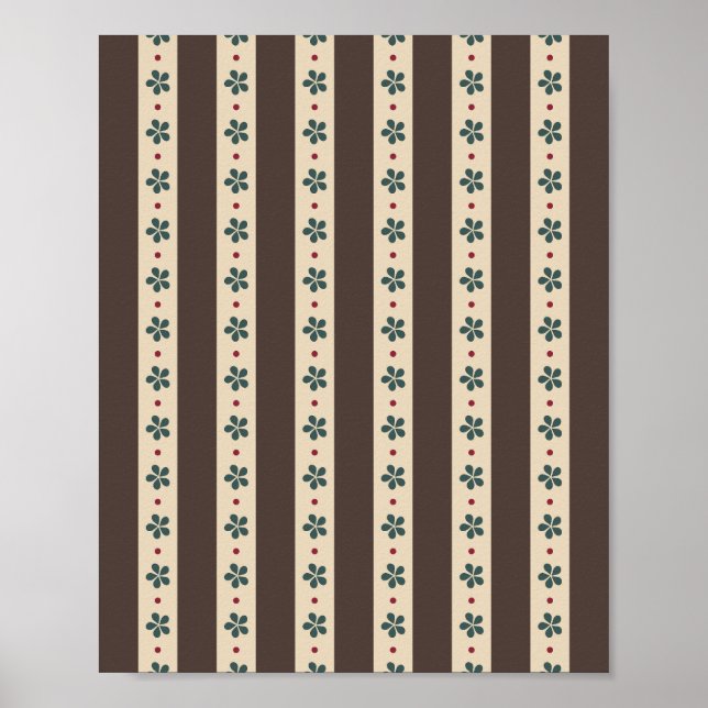 Affiche Rayures Marron Et Fleurs (Devant)