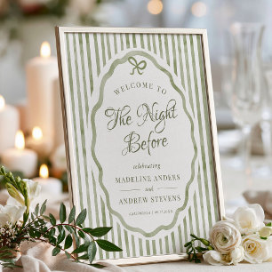 Affiche Rayures Vert Sauge Jardin Mariage Répétition