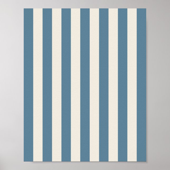Affiche Rayures verticales bleues et crème (Devant)
