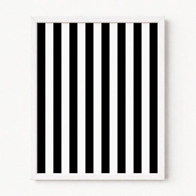 Affiche Rayures verticales noires et blanches (Black and White Stripes - Vertical - Add your own personalized text message.)