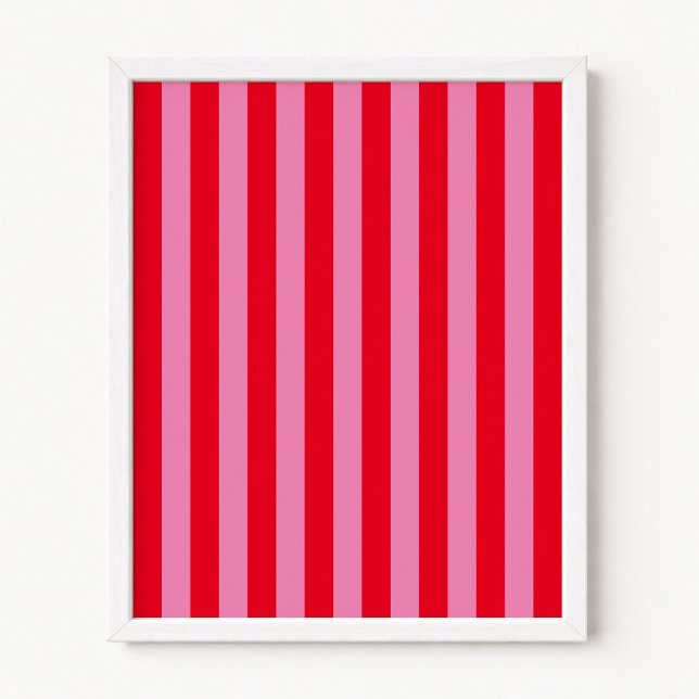 Affiche Rayures verticales rouges et roses (Red and Pink Vertical Stripes Poster)