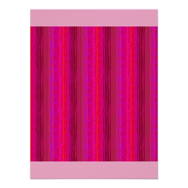 affiche « RAYURES VIVES » en rose vif (Devant)