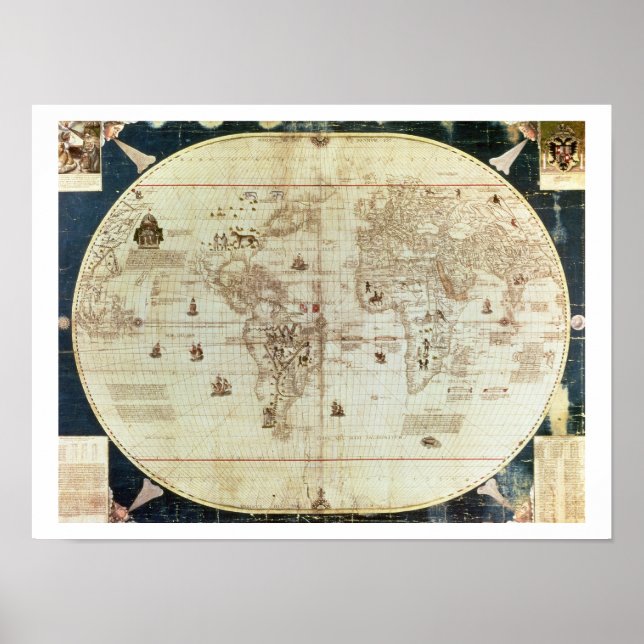 Affiche Rc C 2487 Carte du monde, dessinée par Sébastien (Devant)