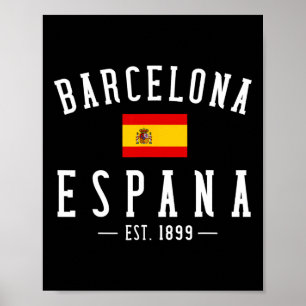 Affiche Rcelona Espagne Espagne Est. Drapeau Carte Souveni