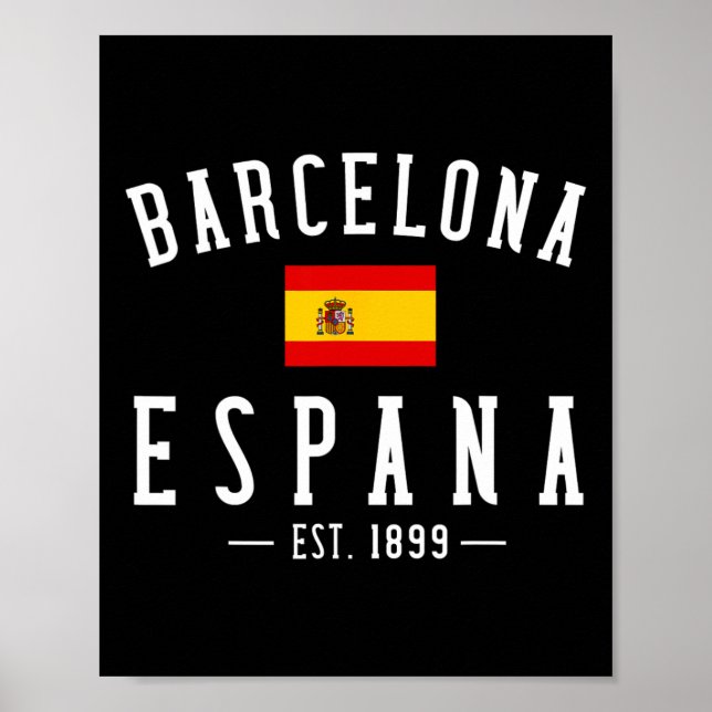 Affiche Rcelona Espagne Espagne Est. Drapeau Carte Souveni (Devant)