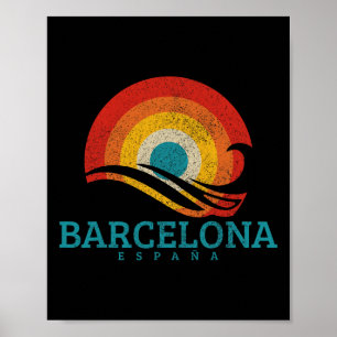 Affiche Rcelona Espagne Espagne Vintage Wave Surfeur Surfi