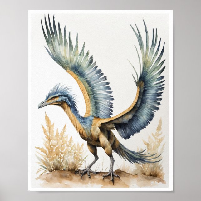Affiche rchaeopteryx Dinosaur Aquarelle Wallart (Devant)