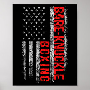 Affiche Re Knuckle Boxe Drapeau Américain 4 Juillet Combat