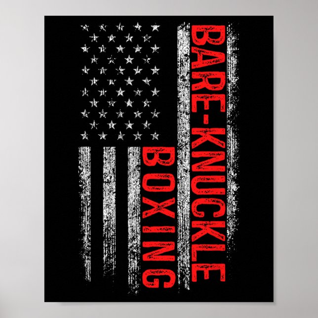 Affiche Re Knuckle Boxe Drapeau Américain 4 Juillet Combat (Devant)