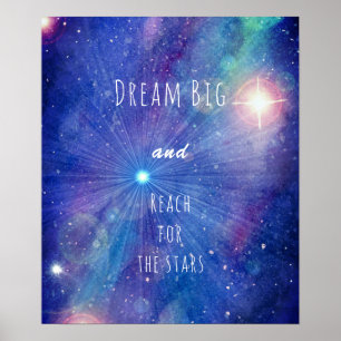 Affiche Reach for the stars citation galaxie motivationnel