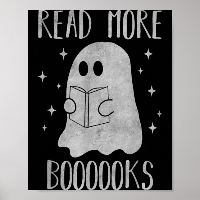 Affiche Read More Boooooks Funny Cute Halloween Ghost Read (Devant)