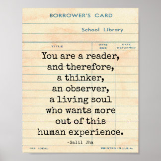 Affiche Reader Human Experience Salil Jha Quote Wall Art