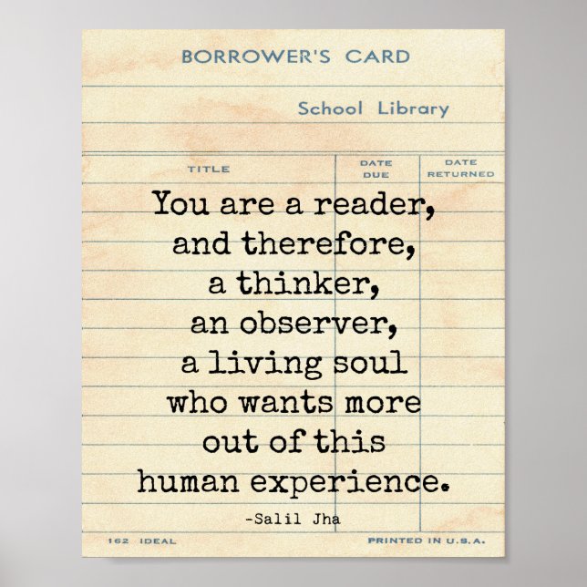 Affiche Reader Human Experience Salil Jha Quote Wall Art (Devant)