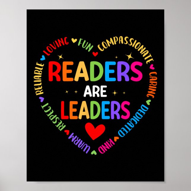 Affiche Readers Are Leaders Reading Teacher Women Kids Boo (Devant)
