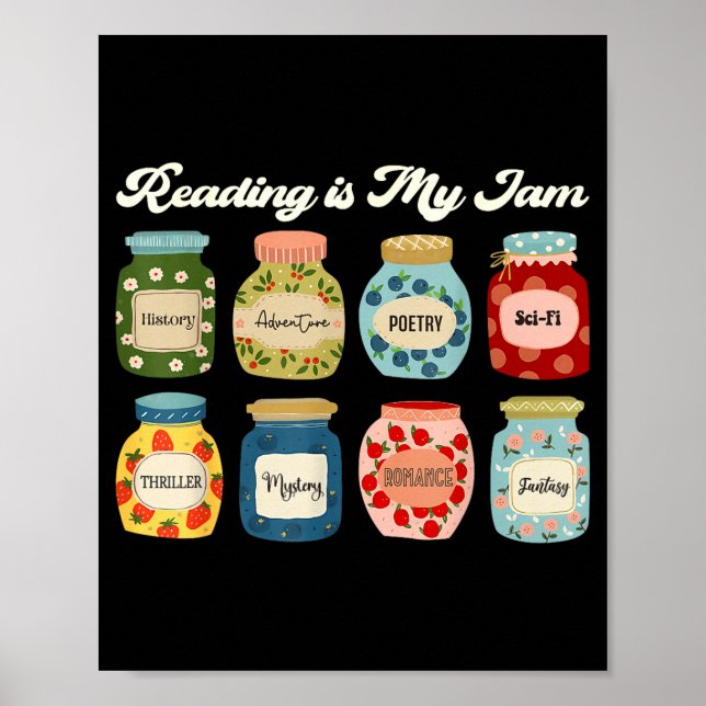 Affiche Reading Is My Jam Book Lover Teacher Student Liter (Devant)