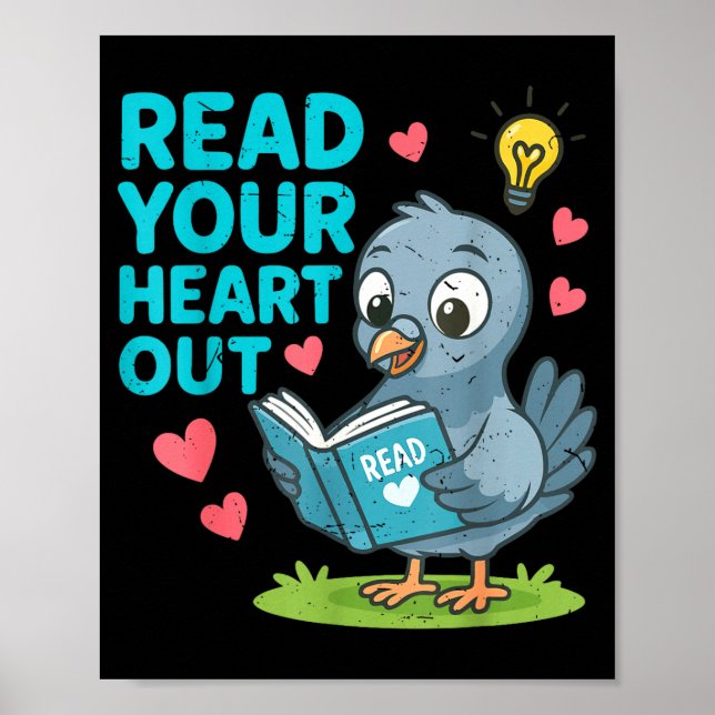 Affiche Reading Teacher Valentine Day Read Your Heart Out  (Devant)