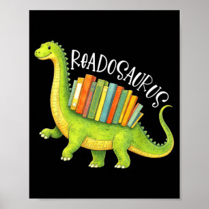 Affiche Readosaurus drôle de dinosaure amateur de livres b