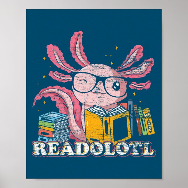 Affiche Readsolotl Lire Livre Axolotl Drôle Lecture Poisso (Devant)