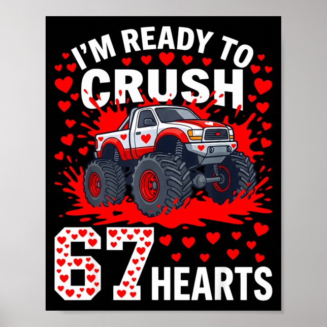 Affiche Ready To Crush 67 Hearts Monster Truck Valentines  (Devant)