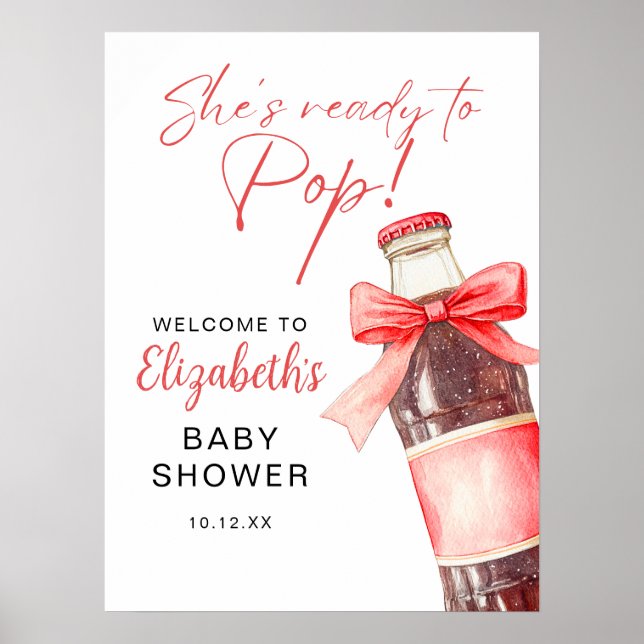 Affiche Ready To Pop Soda Bottle Baby Shower Welcome Sign (Devant)