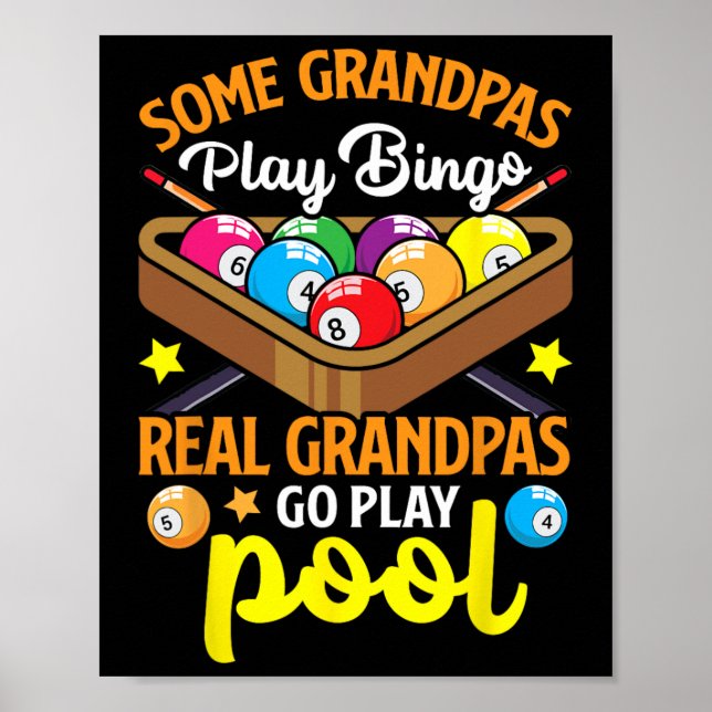 Affiche Real Grandpas Drôle Pool Joueur Billard Billard (Devant)