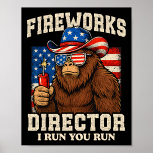 Affiche Réalisateur de feux d'artifice drôle Bigfoot 4 jui