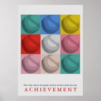 Affiche Réalisation Motivationnelle Retro Baseball Pop Art
