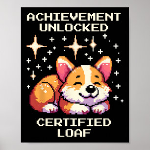 Affiche Réalisation Pain Certifié Déverrouillé Corgi Pixel